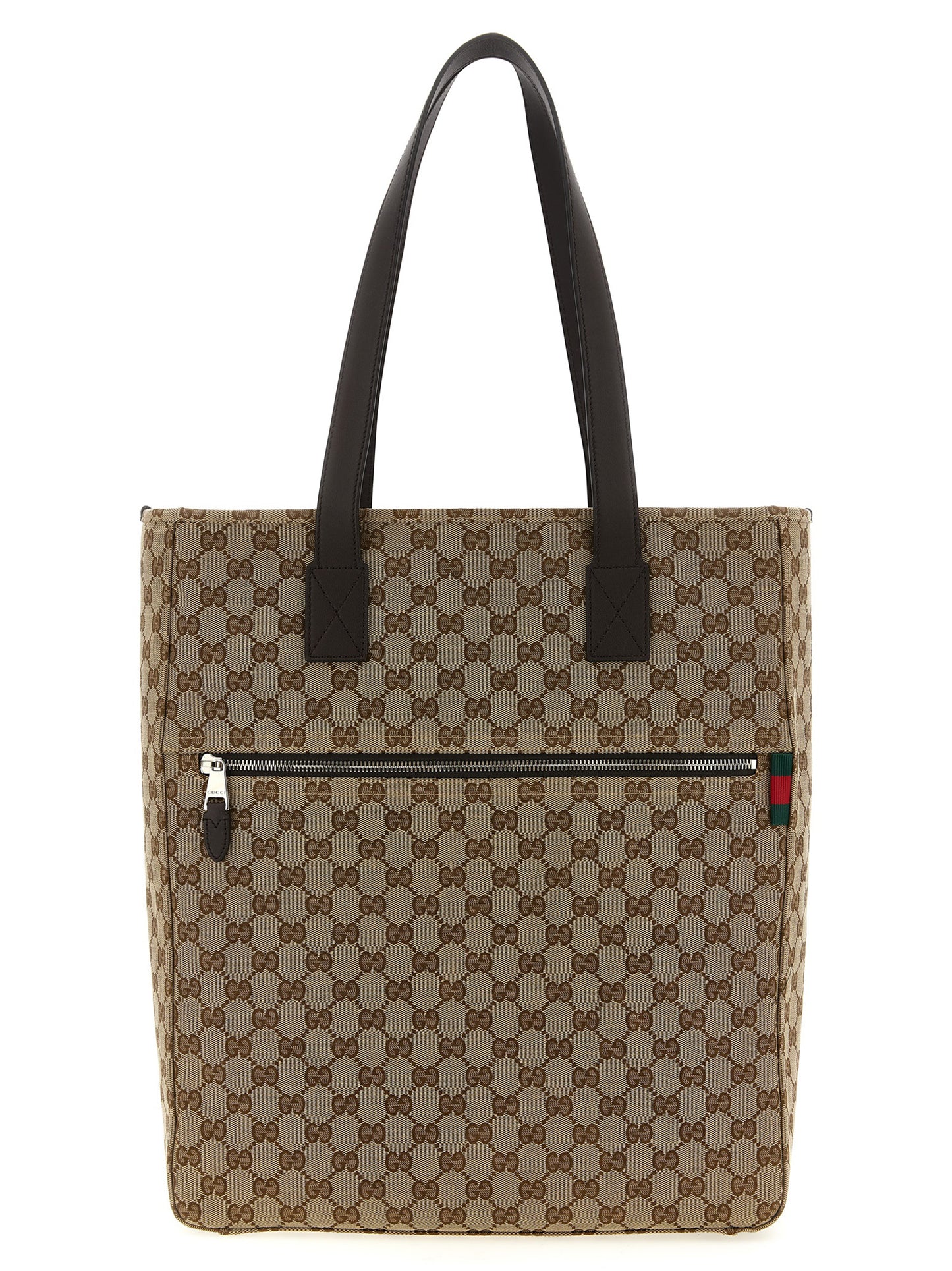 Shoulder Bag by Gucci for men in poly cotton & leather brown, signature & monogram features a distinguished silhouette, showcasing a secure zipper and distinguished with versatile shoulder-strap & handle for a distinguished finish.