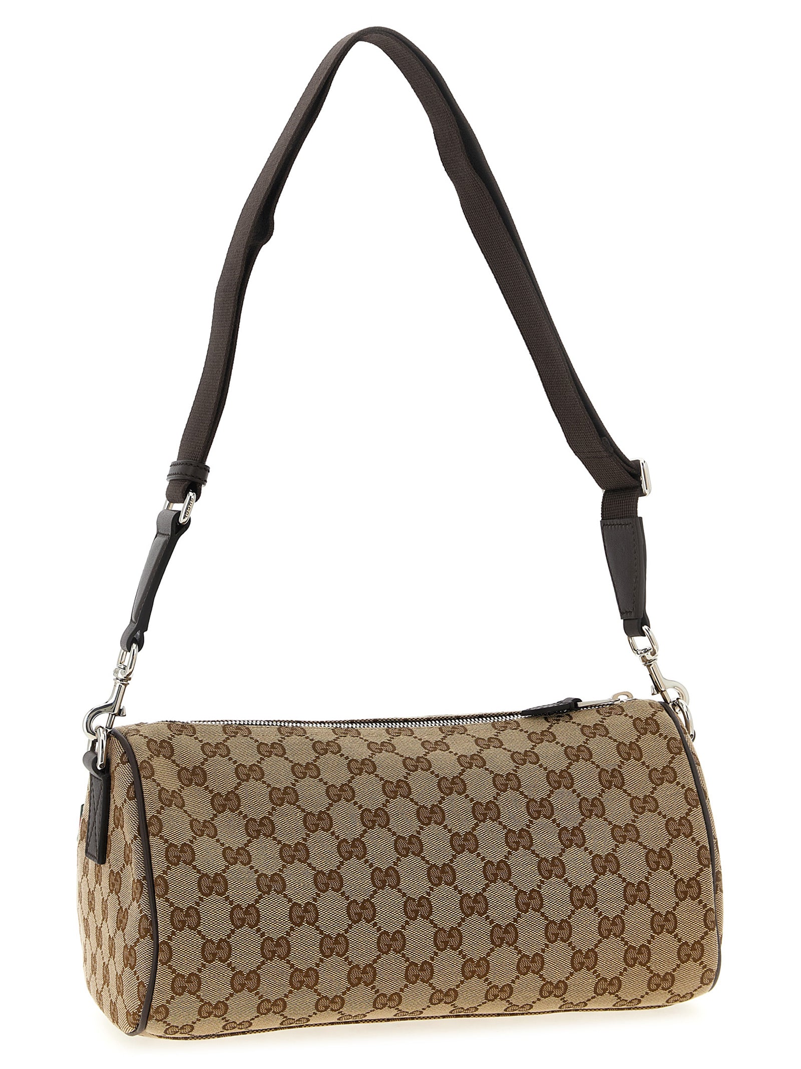 Small Crossbody Messenger Bag by Gucci for men in poly cotton & leather beige showcases a stylish Gg Poly Cotton & Leather Small Crossbody Messenger Bag design, featuring a secure zipper and ample with versatile crossbody-strap, shoulder-strap & adjustable-strap for a stylish look.