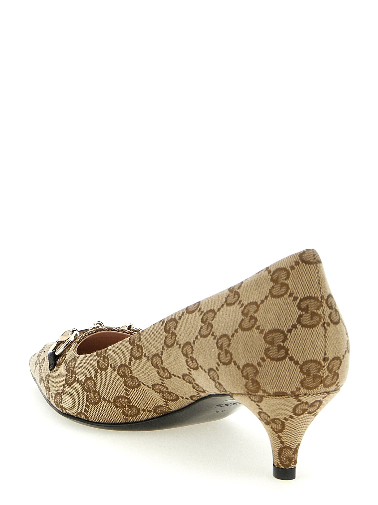 Mid-Heel Pumps Heels by Gucci for women in poly cotton & leather beige features an effortlessly chic silhouette from the Gg Women's Poly Cotton & Leather Mid-Heel Pumps Heels collection, showcasing a mid-heel cone-heel and effortlessly chic pointed toe style for a effortlessly chic look.