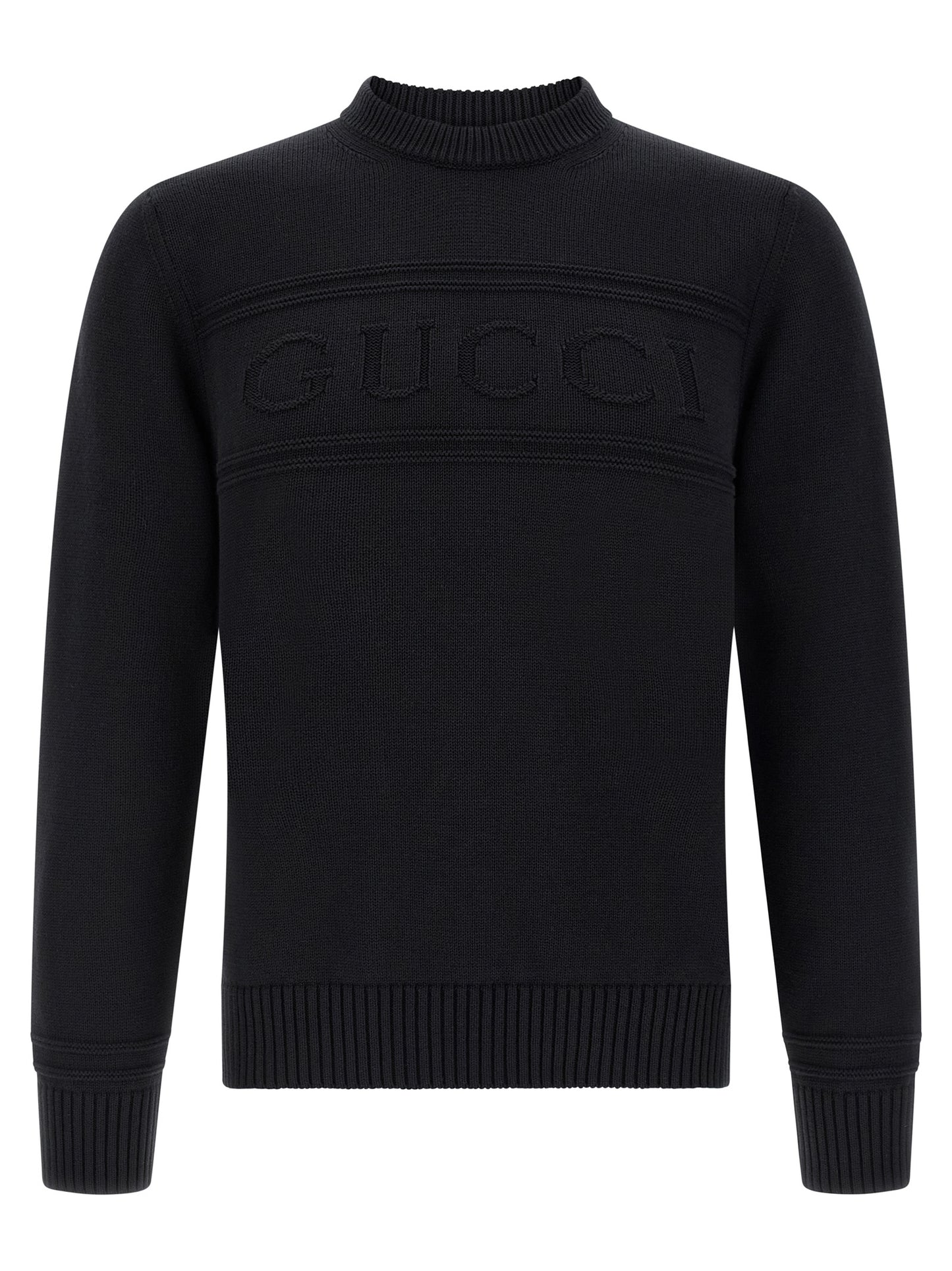 Cardigan by Gucci for men in wool cotton black features an crisp silhouette, showcasing a sophisticated crew neckline and detail for a truly crisp finish.