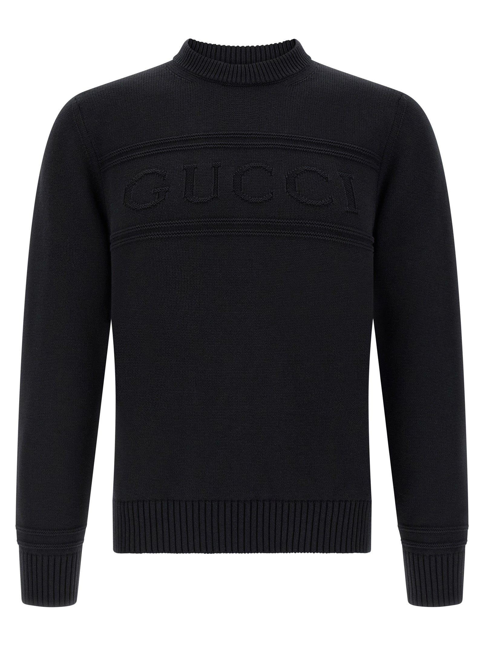 Cardigan by Gucci for men in wool cotton black features an crisp silhouette, showcasing a sophisticated crew neckline and detail for a truly crisp finish.