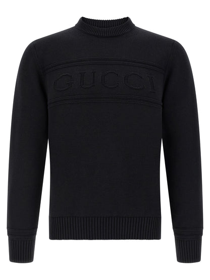 Cardigan by Gucci for men in wool cotton black features an crisp silhouette, showcasing a sophisticated crew neckline and detail for a truly crisp finish.