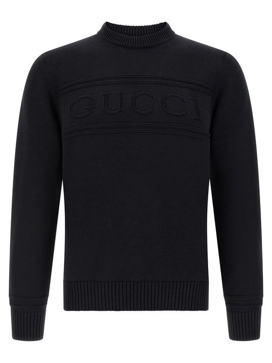 Cardigan by Gucci for men in wool cotton black features an crisp silhouette, showcasing a sophisticated crew neckline and detail for a truly crisp finish.