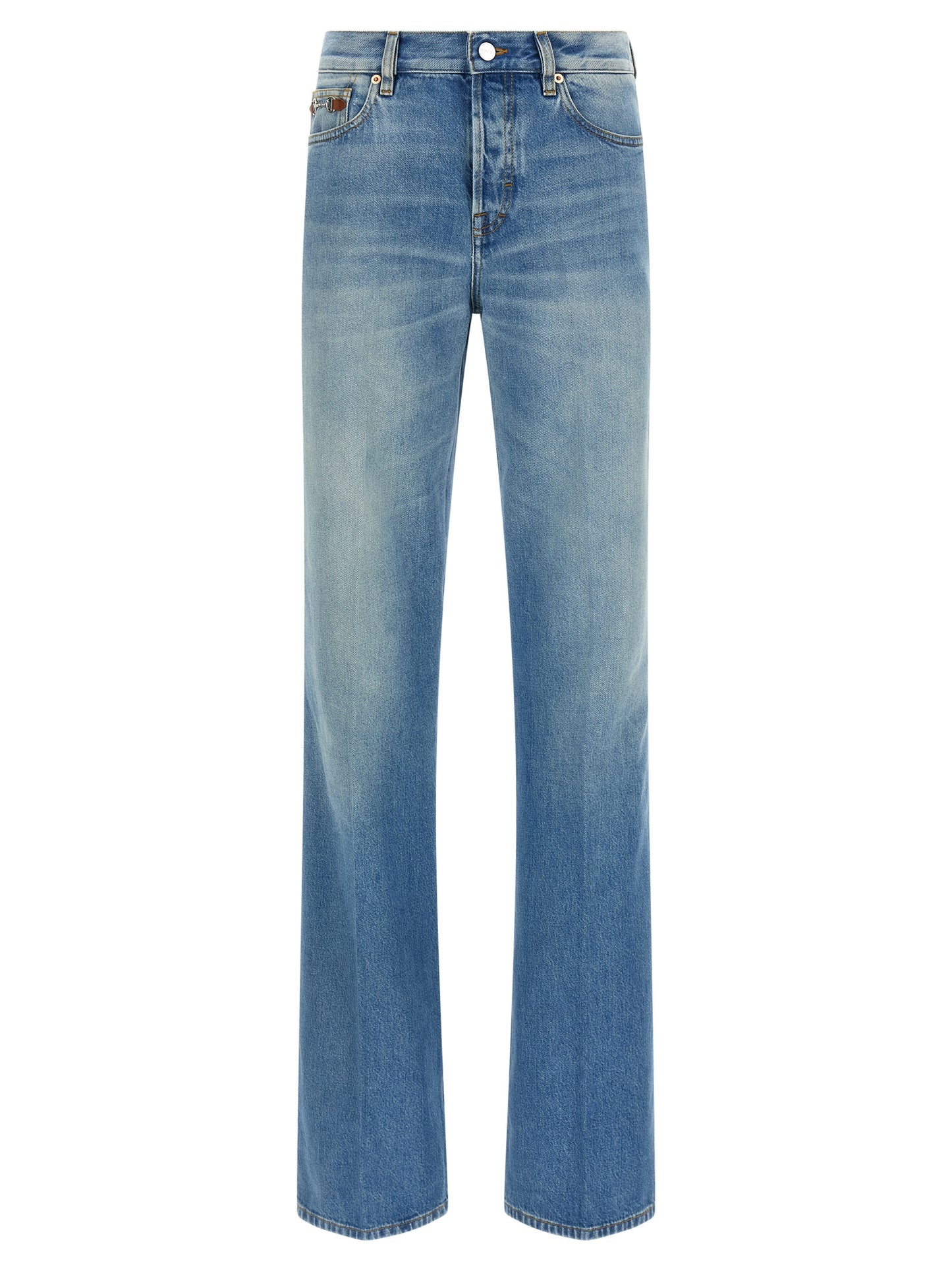 Jeans by Gucci for women in denim cotton light-blue features a refined silhouette with a refined flared, defined by a and a refined long for a refined finish.