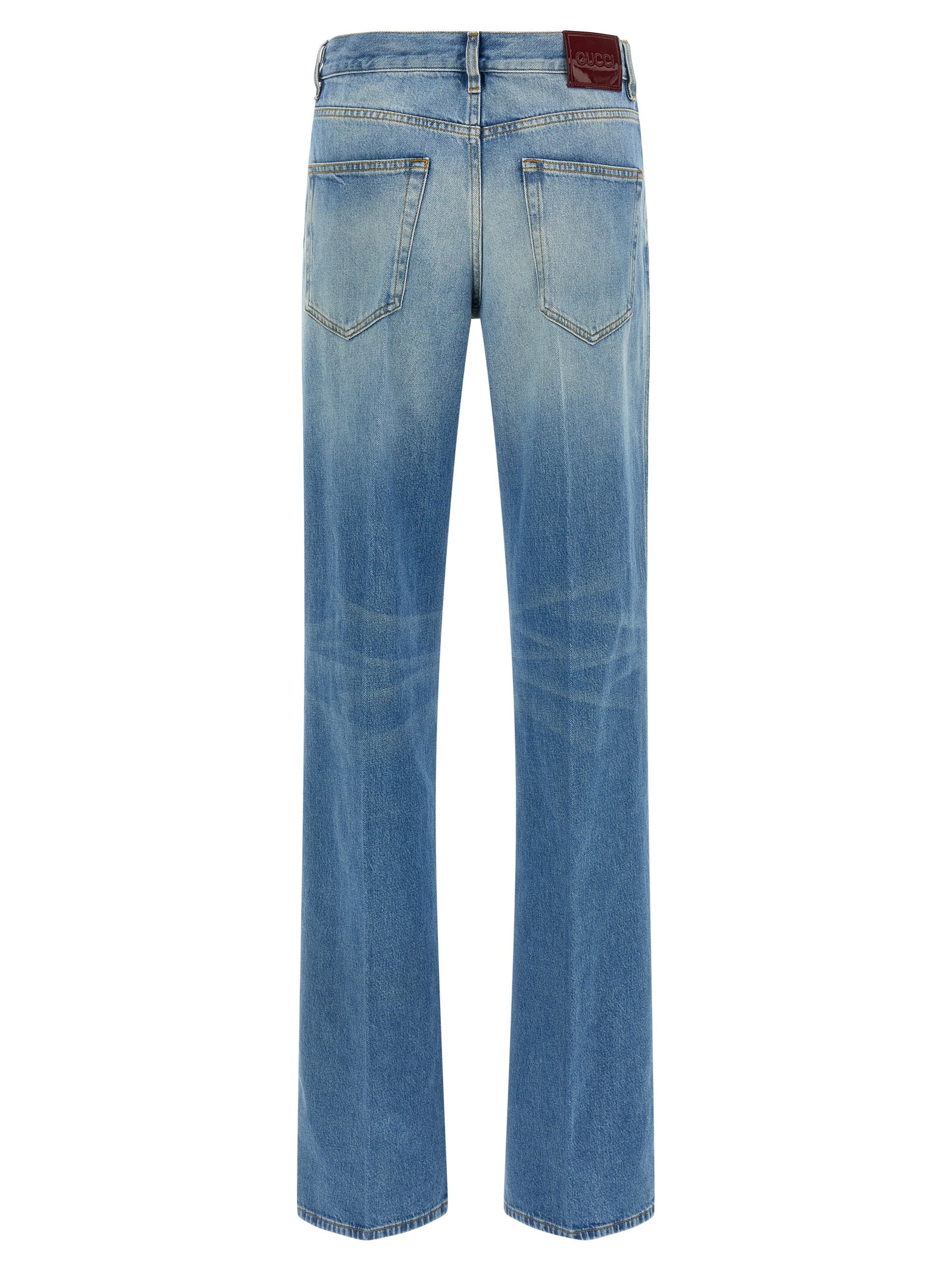 Jeans by Gucci for women in denim cotton light-blue features an refined tailoring silhouette, showcasing a premium flared with a and long cut for a refined tailoring look.