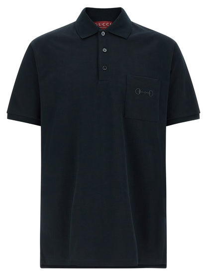 This Polo Shirt by Gucci for men in cotton blue presents a flawless silhouette, showcasing flawless short-sleeve detailing and a refined for a truly flawless aesthetic.