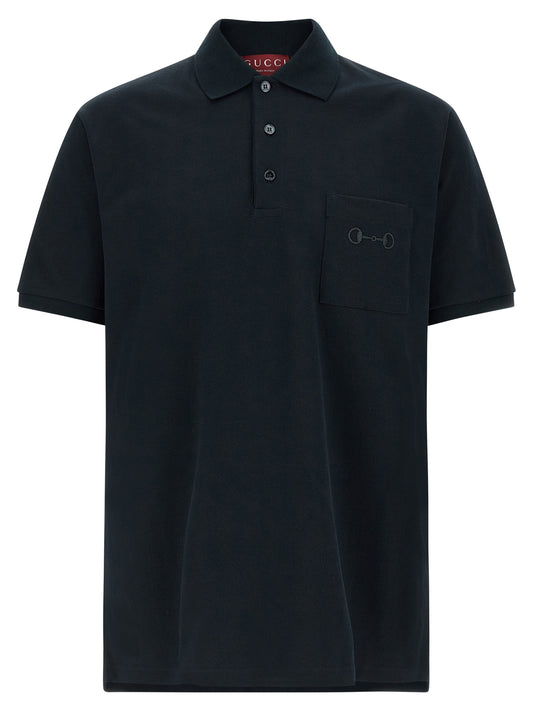 This Polo Shirt by Gucci for men in cotton blue presents a flawless silhouette, showcasing flawless short-sleeve detailing and a refined for a truly flawless aesthetic.