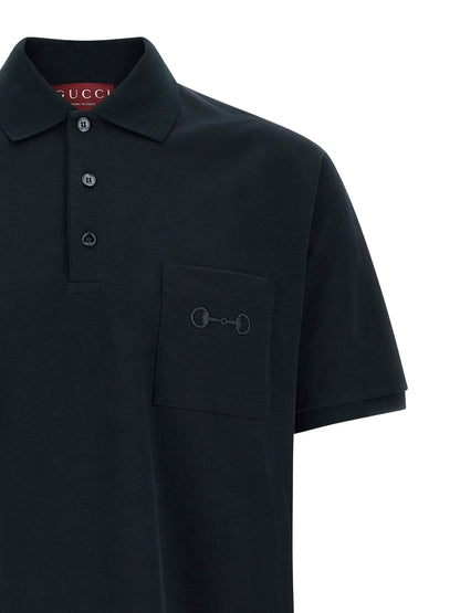 Polo Shirt by Gucci for men in cotton blue features a eye catching silhouette, showcasing a refined and for a eye catching finish.
