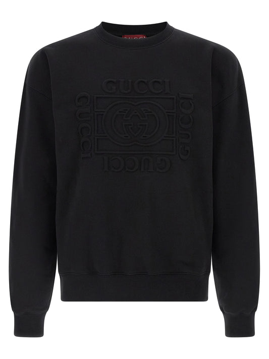Sweatshirt by Gucci for men in cotton black features an exquisite silhouette, showcasing long-sleeve and crew neckline details for a exquisite look.