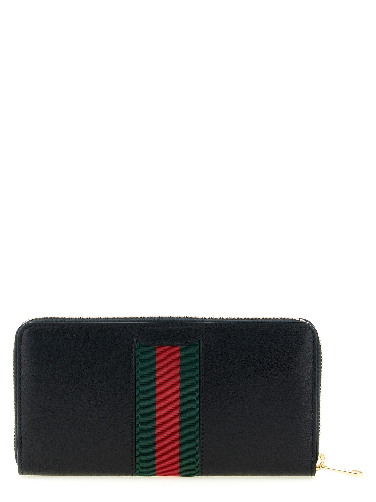 Cardholder Card Case by Gucci for women in calfskin leather black & signature features a distinguished silhouette, showcasing the distinguished design of the Horsebit Calfskin Leather Cardholder Card Case with refined card-organization zip-around.