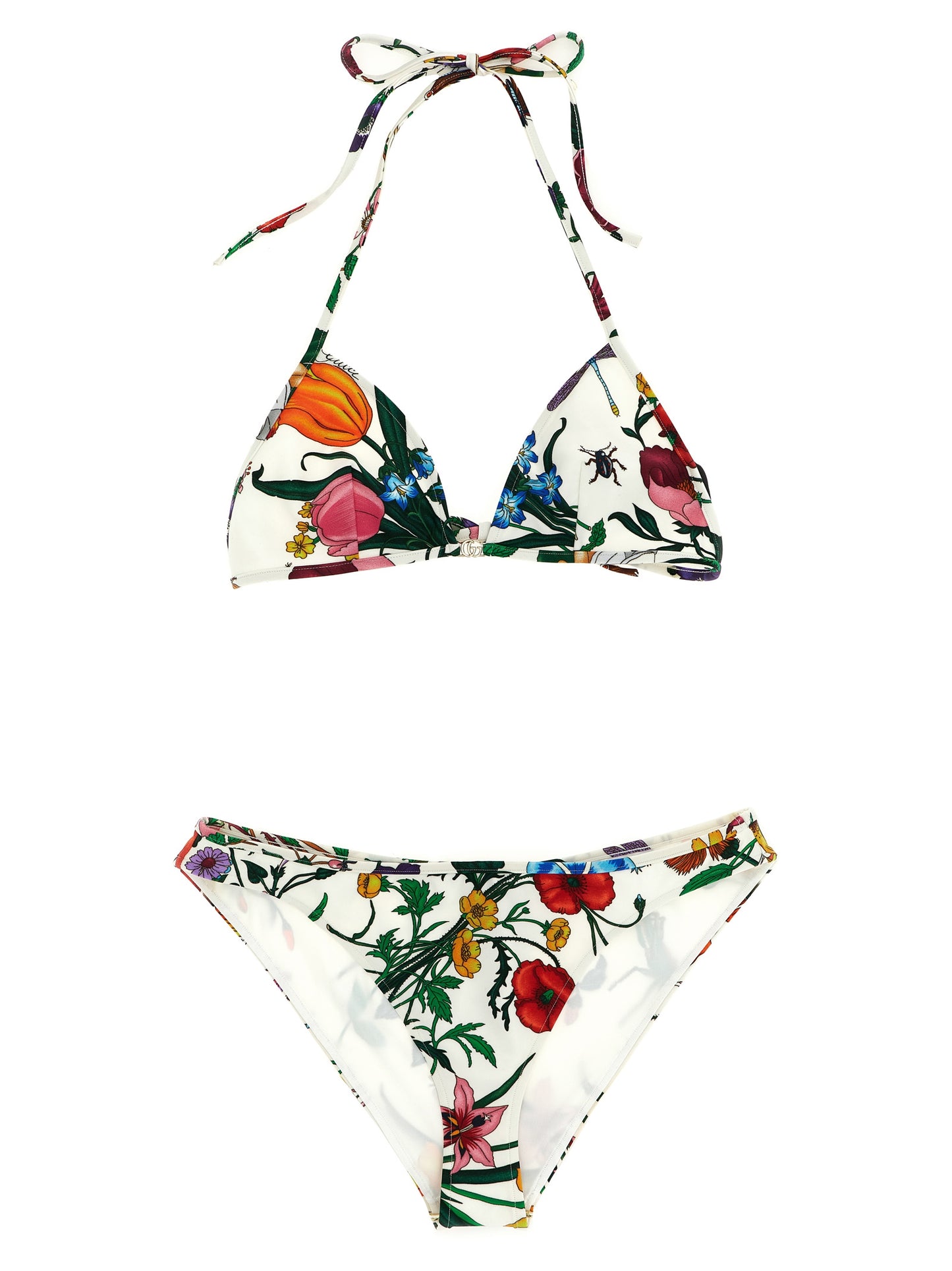 Bikini by Gucci for women in polyamide white & print presents a sun-drenched silhouette, showcasing the sun-drenched Gg Women's Polyamide Bikini design with a sun-drenched cut for a premium finish.