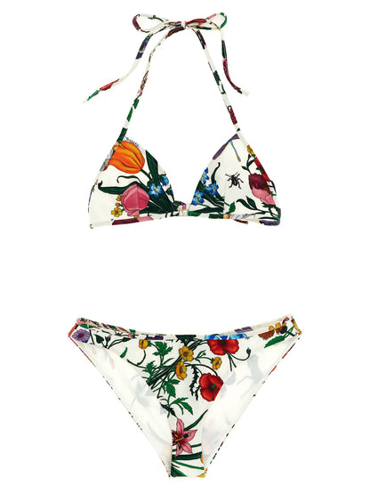Bikini by Gucci for women in polyamide white & print presents a sun-drenched silhouette, showcasing the sun-drenched Gg Women's Polyamide Bikini design with a sun-drenched cut for a premium finish.