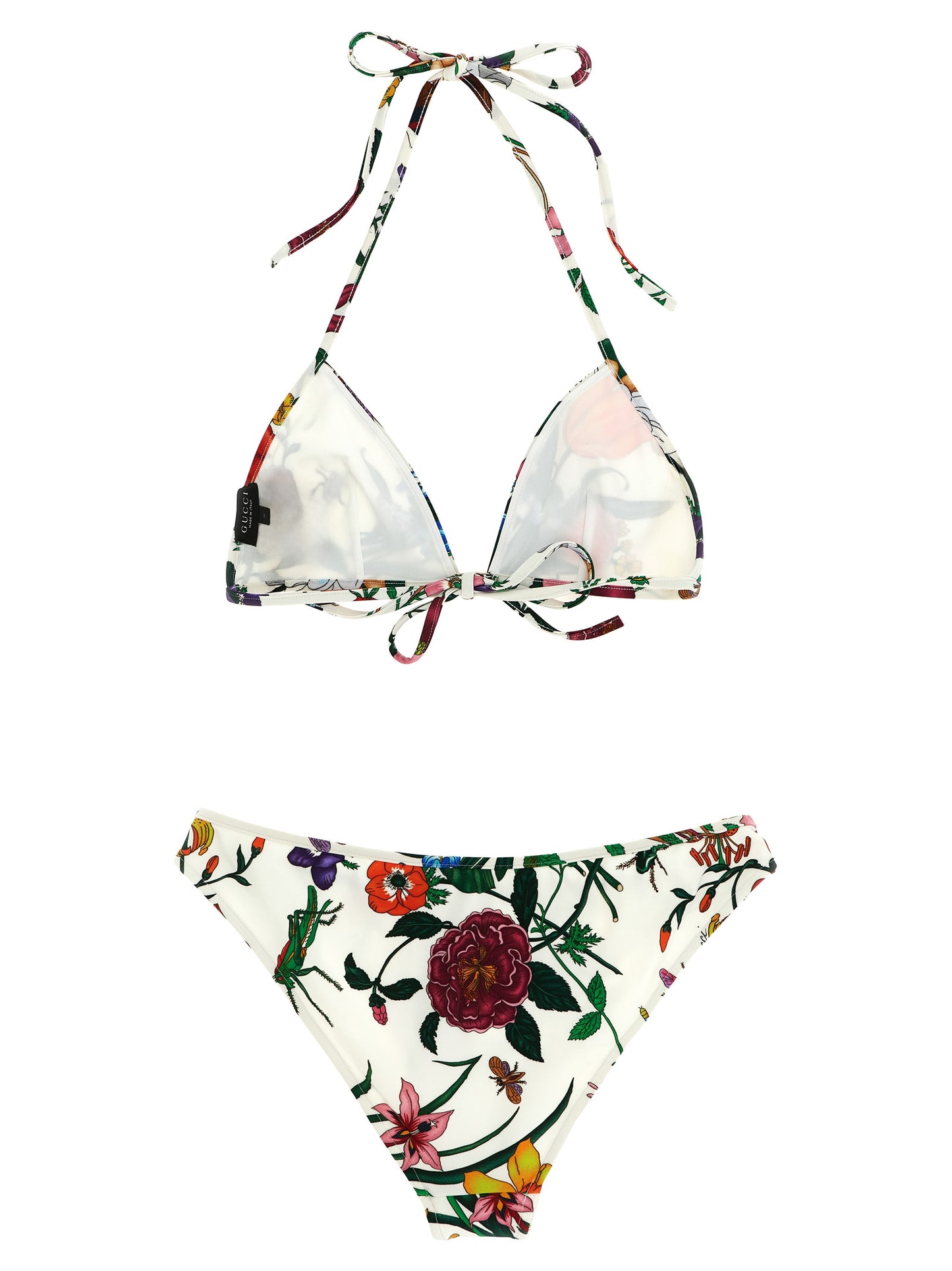 Bikini by Gucci for women in polyamide and white & print presents a sultry silhouette, artfully capturing the sophisticated aesthetic of Gg Women's Polyamide Bikini with a sultry finish.