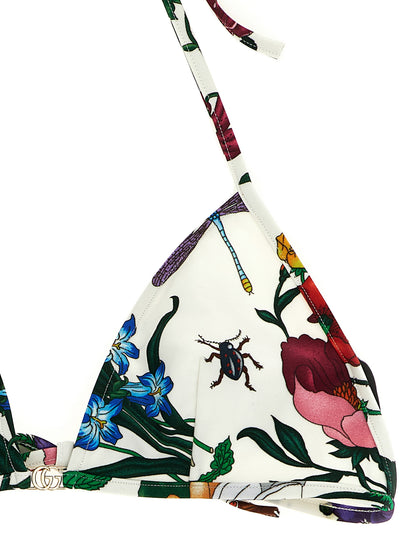 Bikini by Gucci for women in polyamide white & print presents a provocative silhouette, artfully capturing the essence of the provocative Gg Women's Polyamide Bikini design for a sophisticated look.