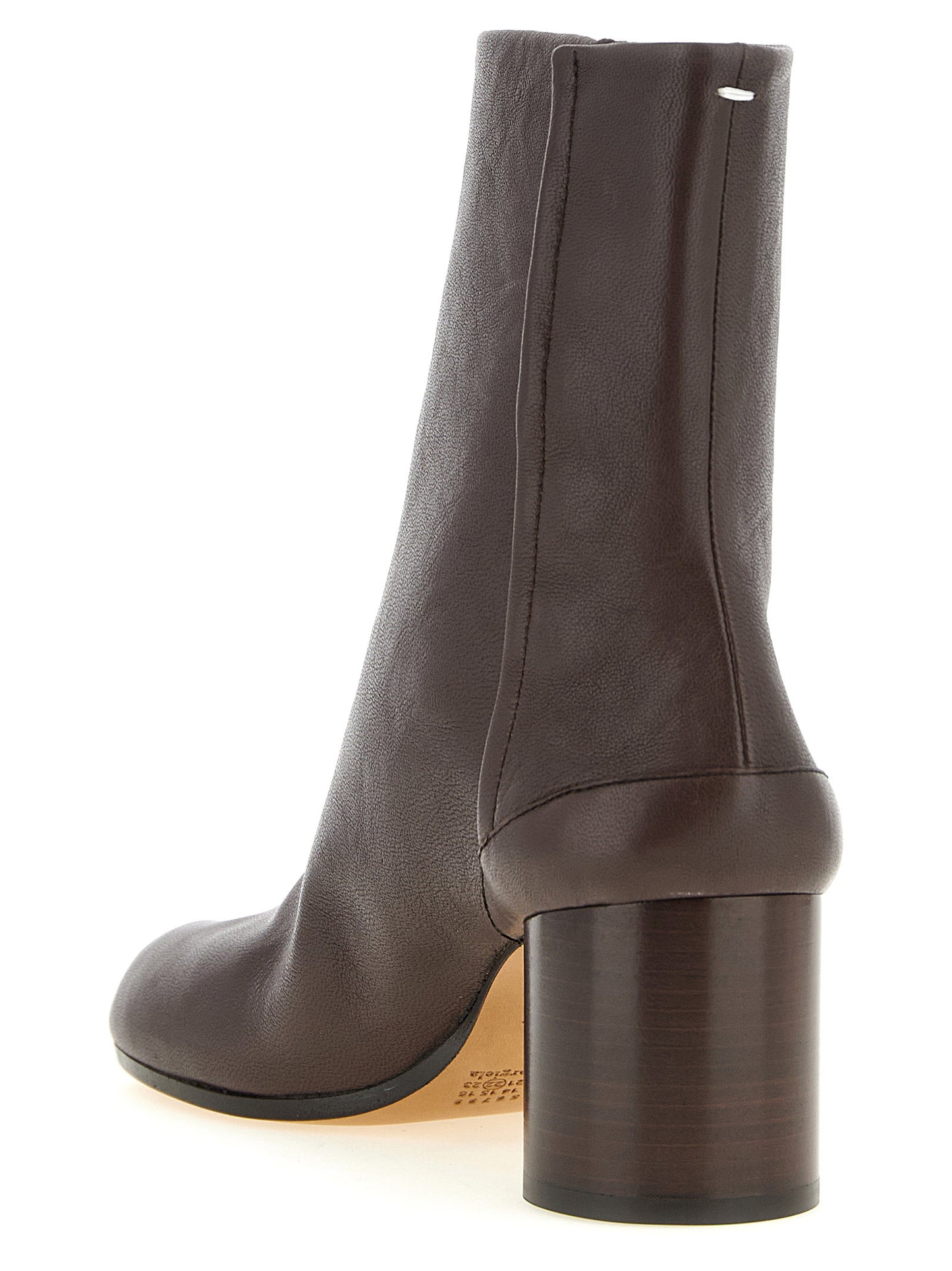 Ankle Boots by Maison Margiela for women in lamb leather brown, white & signature features an effortless chic silhouette from the Women's Lamb Leather Ankle Boots collection, showcasing a effortless chic and refined for an effortless chic look.