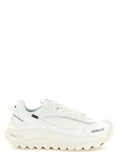 Athletic Sneakers by Moncler for men in leather white & signature features an exquisite silhouette, showcasing the premium athletic style of the Men's Athletic Leather Sneakers with an exquisite finish.