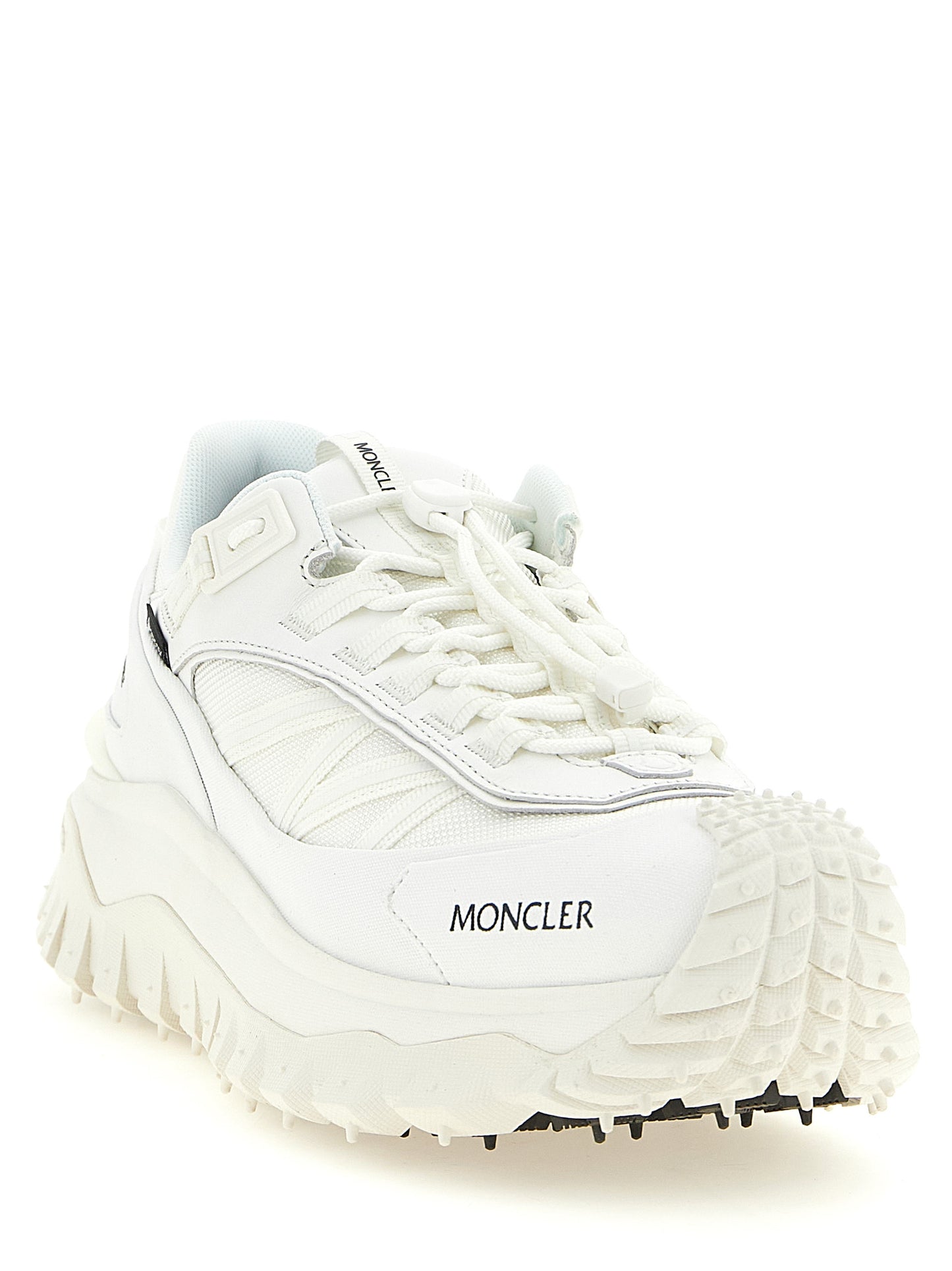Athletic Sneakers by Moncler for men in leather white & signature showcases an impeccable silhouette, defined by an impeccable athletic style design that perfectly captures the essence of the Men's Athletic Leather Sneakers.
