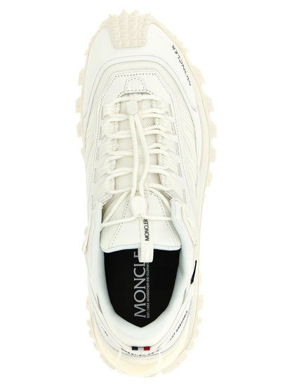 Athletic Sneakers by Moncler for men in leather white & signature features an effortless chic silhouette, showcasing the signature athletic style of the Men's Athletic Leather Sneakers collection with a truly effortless chic finish.