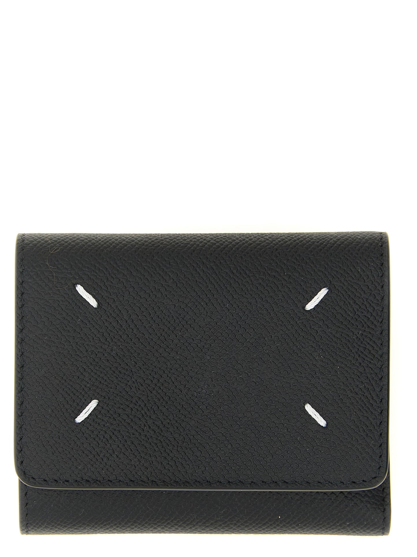 Cardholder Card Case by Maison Margiela for women in bos taurus calf suede leather black, silver & signature features a sleek silhouette, showcasing the sleek design of the Four Stitches Bos Taurus Calf Suede Leather Cardholder Card Case with functional card-organization compact-design coin-purse for a premium look.