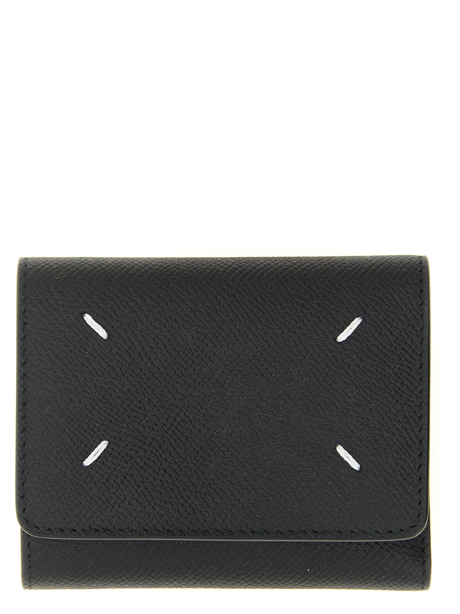 Cardholder Card Case by Maison Margiela for women in bos taurus calf suede leather black, silver & signature features a sleek silhouette, showcasing the sleek design of the Four Stitches Bos Taurus Calf Suede Leather Cardholder Card Case with functional card-organization compact-design coin-purse for a premium look.