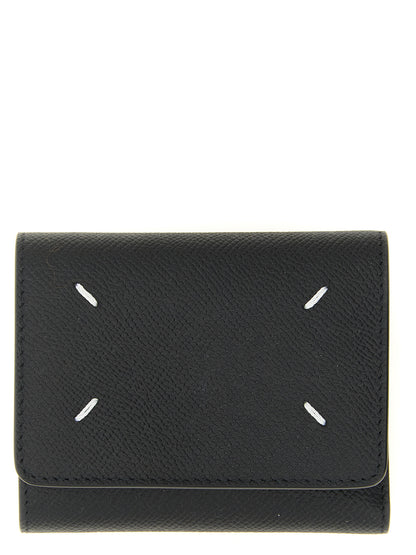 Cardholder Card Case by Maison Margiela for women in bos taurus calf suede leather black, silver & signature features a sleek silhouette, showcasing the sleek design of the Four Stitches Bos Taurus Calf Suede Leather Cardholder Card Case with functional card-organization compact-design coin-purse for a premium look.