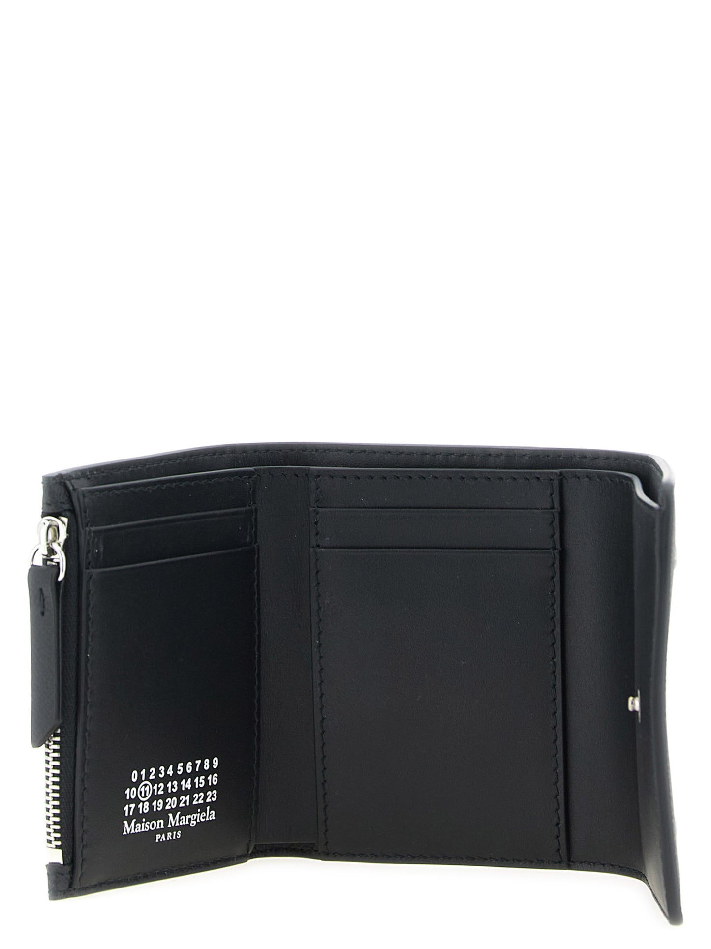 Cardholder Card Case by Maison Margiela for women in bos taurus calf suede leather black, silver & signature features a distinguished silhouette, showcasing the distinguished design of the Four Stitches Bos Taurus Calf Suede Leather Cardholder Card Case with refined card-organization compact-design coin-purse.