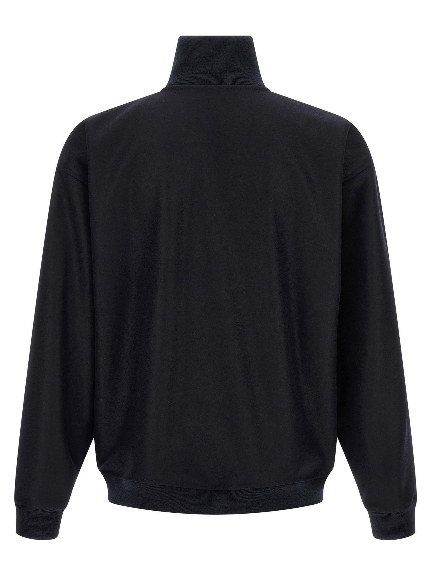 Overcoat by Jil Sander for men in wool blue & silver features an voluminous silhouette, showcasing distinct and a voluminous for a truly voluminous aesthetic.