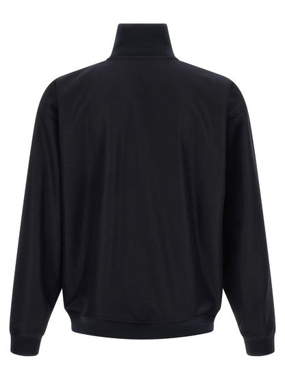 Overcoat by Jil Sander for men in wool blue & silver features an voluminous silhouette, showcasing distinct and a voluminous for a truly voluminous aesthetic.