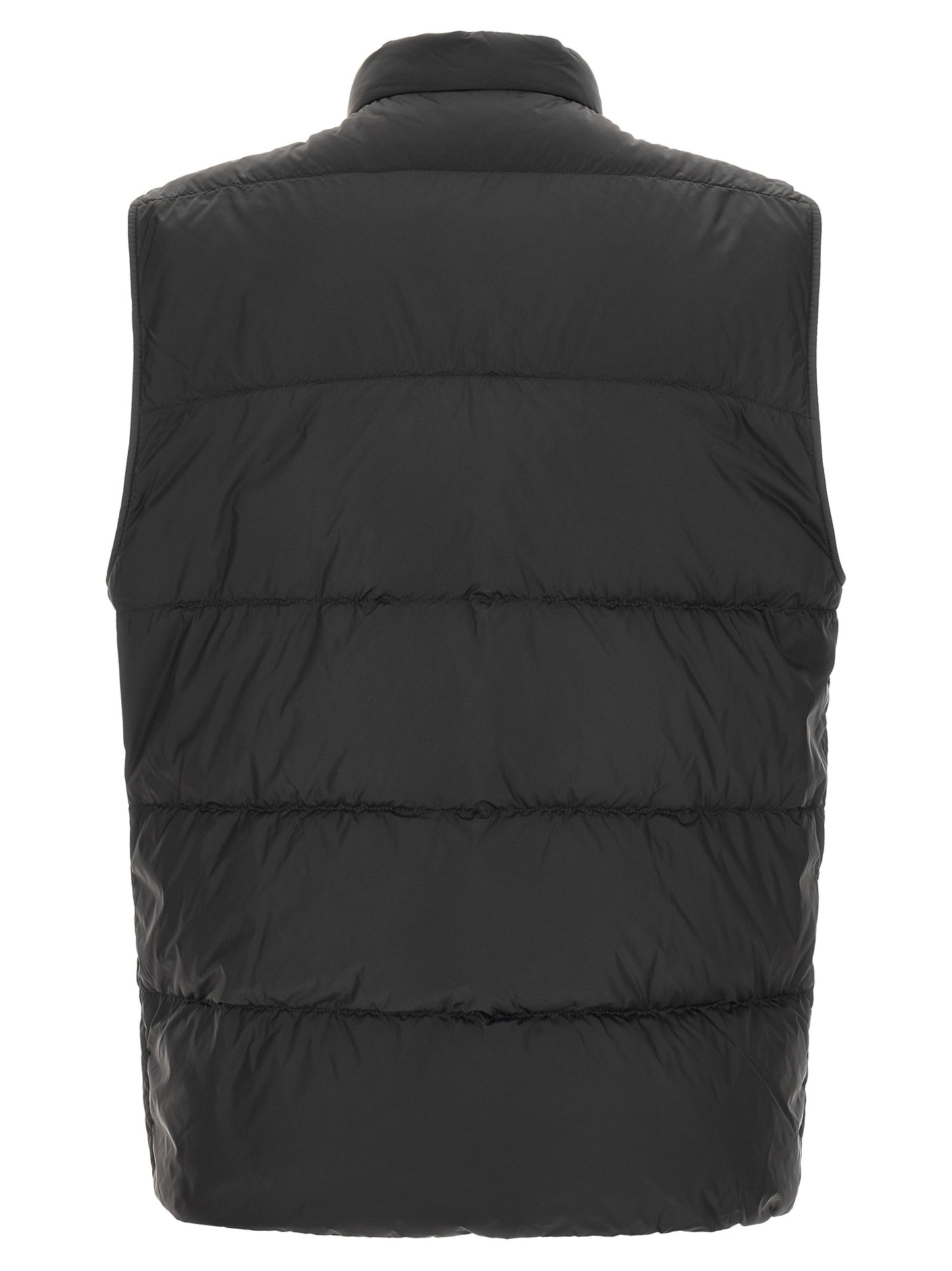 Vest by Moncler for men in polyamide felt black features an contemporary silhouette, showcasing refined pockets and a contemporary for a sophisticated layered look.