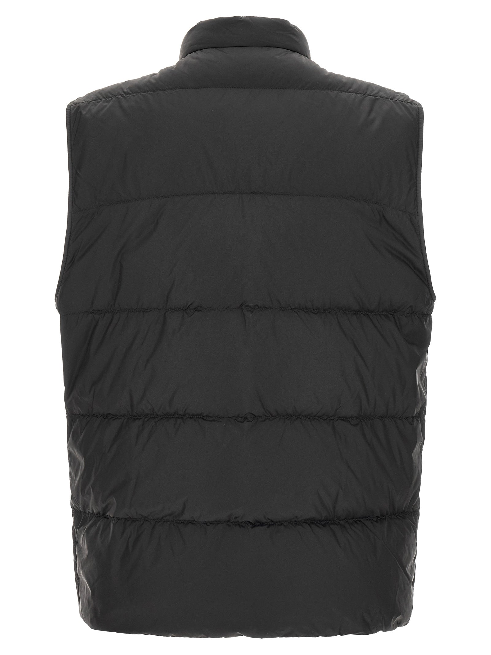 Vest by Moncler for men in polyamide felt black features an contemporary silhouette, showcasing refined pockets and a contemporary for a sophisticated layered look.