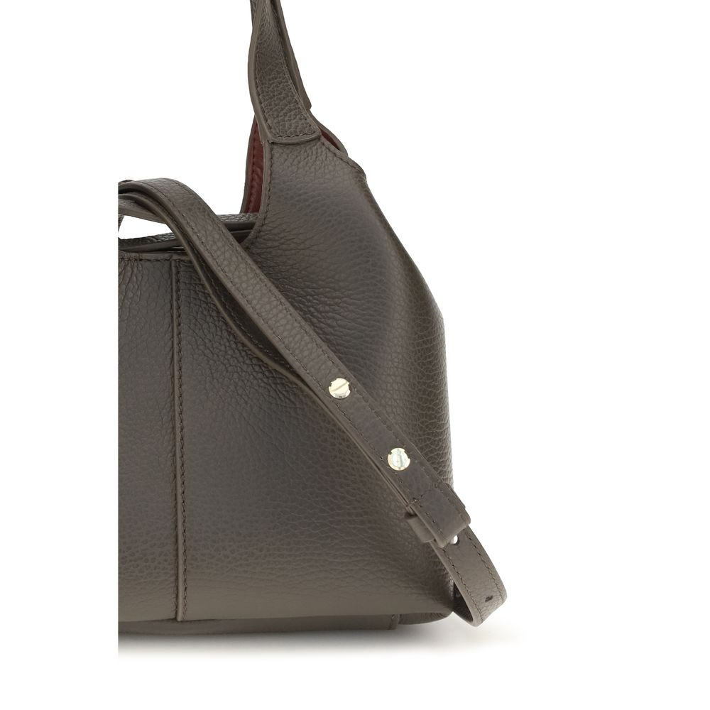 Small Crossbody Oval Handbag by Coccinelle for women in bos taurus calf grained leather brown & gold presents a ornamental silhouette, showcasing a secure zipper & button, ample , and versatile crossbody-strap, shoulder-strap, handle, adjustable-strap & detachable-strap for a ornamental finish.