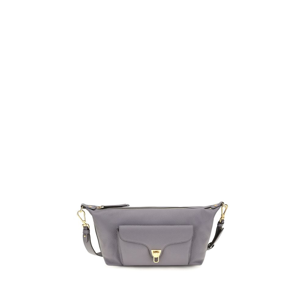 Shoulder Bag by Coccinelle for women in bos taurus calf leather gray, gold & signature presents a versatile silhouette, showcasing a secure zipper and versatile external-pockets with versatile shoulder-strap & adjustable-strap for a sophisticated look.