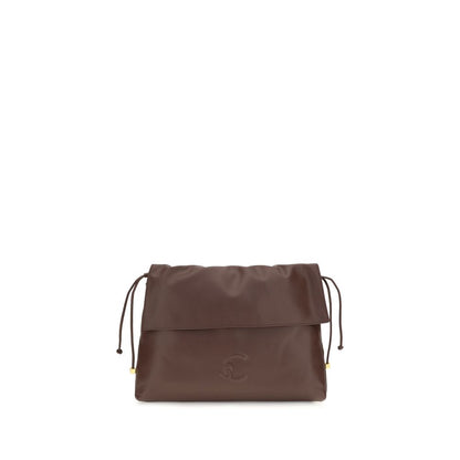 Coccinelle C Me Lidia Bos Taurus Calf Leather Medium Shoulder Drawstring Bag - Brown Gold Signature
