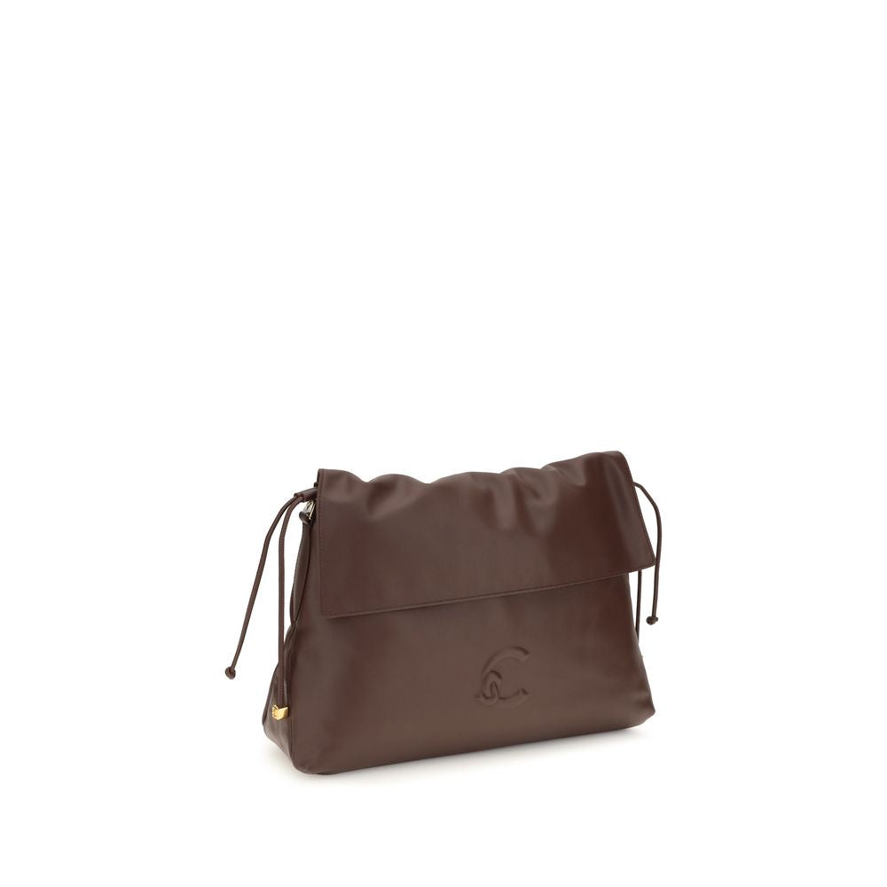 Coccinelle C Me Lidia Bos Taurus Calf Leather Medium Shoulder Drawstring Bag - Brown Gold Signature