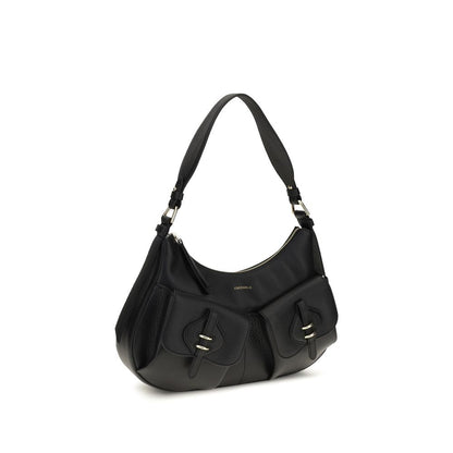 Small Shoulder Bag by Coccinelle for women in bos taurus calf leather black, gold & signature features an effortlessly chic silhouette with a secure zipper & magnetic, ample built-in-compartments, and versatile shoulder-strap, adjustable-strap & handle for effortlessly chic everyday luxury.