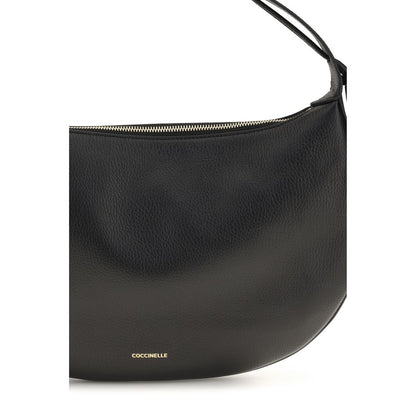 Shoulder Bag by Coccinelle for women in bos taurus grained calf leather black, gold & signature features a effortless sophistication silhouette, secured by a zipper with ample and versatile shoulder-strap for a effortless sophistication finish.