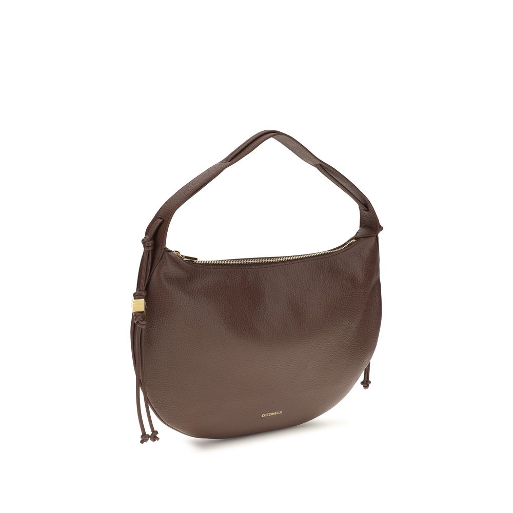 Shoulder Bag by Coccinelle for women in bos taurus grained calf leather brown, gold & signature showcases a enviable silhouette, artfully detailed with a secure zipper, organized , and versatile shoulder-strap for a enviable look.
