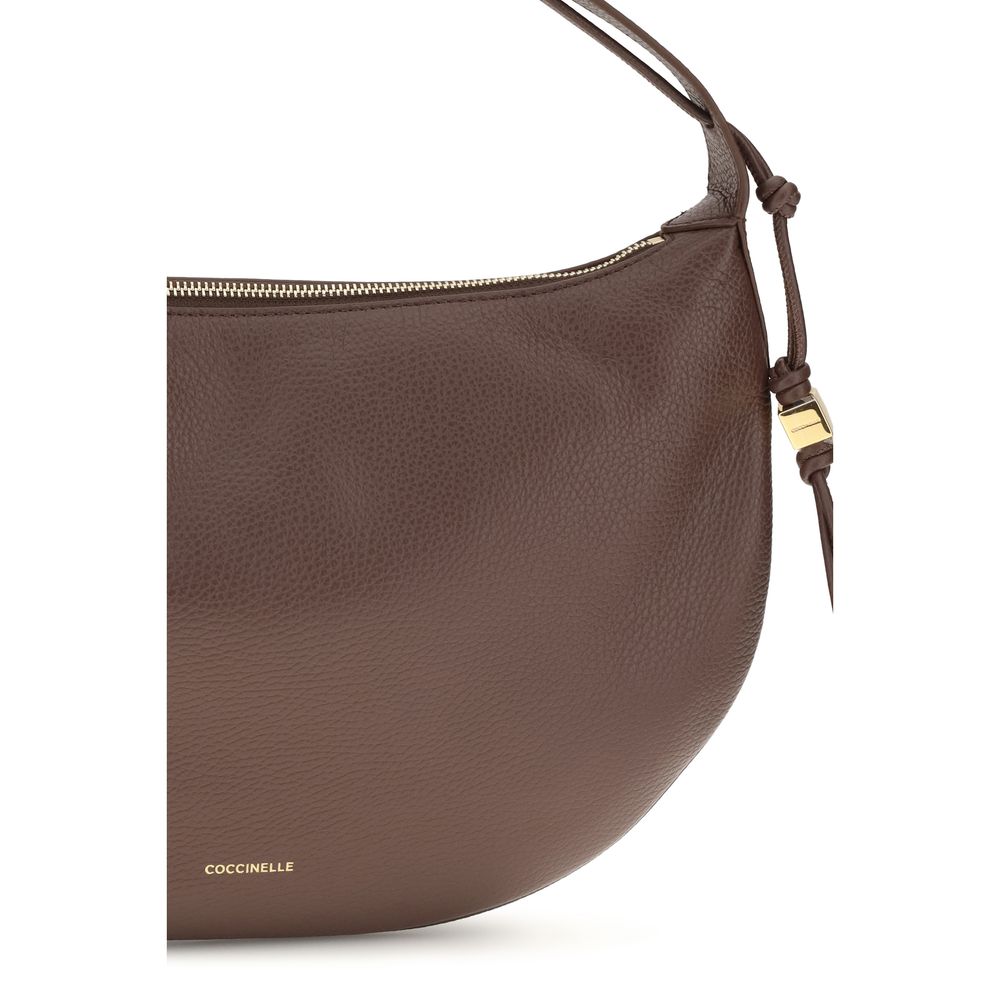 Shoulder Bag by Coccinelle for women in bos taurus grained calf leather brown, gold & signature features a effortless sophistication silhouette, secured by a zipper with ample and versatile shoulder-strap for a effortless sophistication finish.