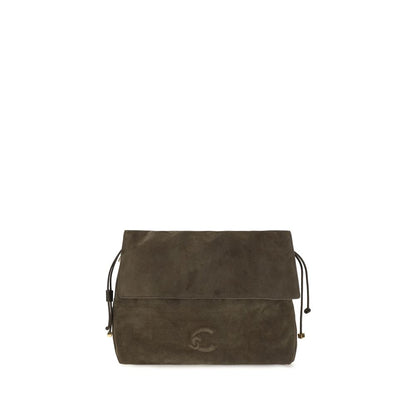 Medium Shoulder Drawstring Bag by Coccinelle for women in bos taurus suede calf leather brown, gold & signature features a distinguished silhouette, showcasing a secure zipper & drawstring and distinguished with versatile shoulder-strap, adjustable-strap & handle for a distinguished finish.
