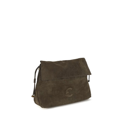 Medium Shoulder Drawstring Bag by Coccinelle for women in bos taurus suede calf leather brown, gold & signature features a effortless sophistication silhouette, secured by a zipper & drawstring with ample and versatile shoulder-strap, adjustable-strap & handle for a effortless sophistication finish.