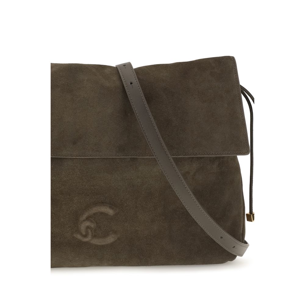 Medium Shoulder Drawstring Bag by Coccinelle for women in bos taurus suede calf leather brown, gold & signature features a enviable silhouette, showcasing a secure zipper & drawstring, ample , and enviable shoulder-strap, adjustable-strap & handle for a enviable finish.