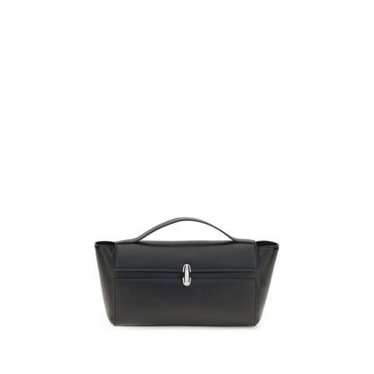 Small Evening Clutch Handbag by Savette for women in bos taurus calf leather black features an sculptural silhouette, showcasing a secure and sculptural internal-pockets with versatile handle for a sophisticated look.