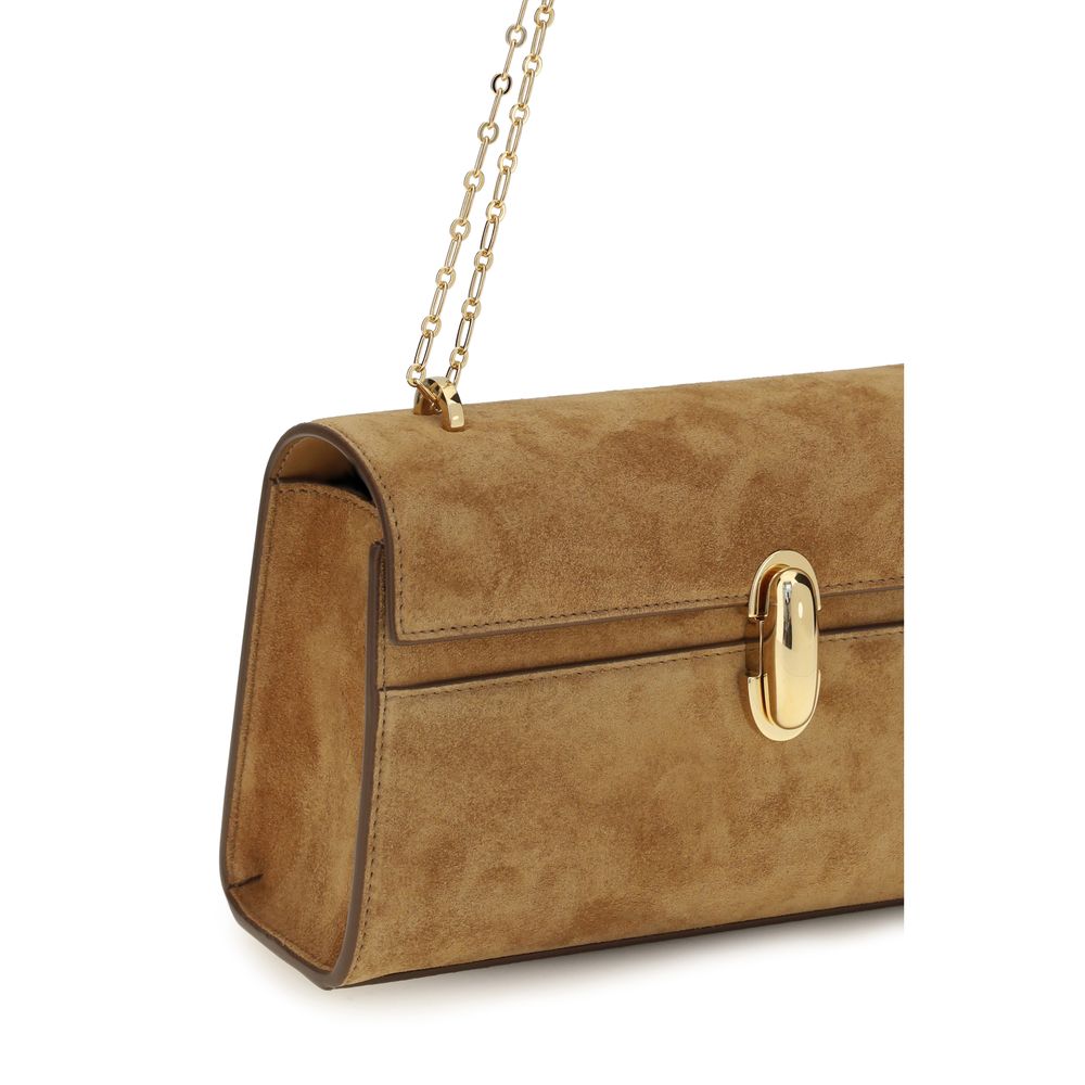 Pouch Clutch Handbag by Savette for women in bos taurus calf leather beige features an sculptural silhouette, showcasing a secure and sculptural internal-pockets with versatile for a sophisticated look.
