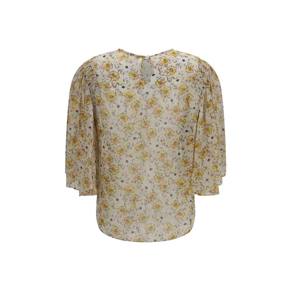 Blouse by Isabel Marant Étoile for women in viscose beige, toile, floral & print showcases a sublime silhouette, artfully detailed with a sublime round keyhole neckline and for a sophisticated, sublime finish.