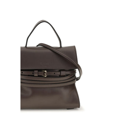 Compact Handbag by Moschino for women in goatskin leather brown & signature features a exquisite silhouette, showcasing a secure and exquisite with versatile belt-strap for a exquisite finish.