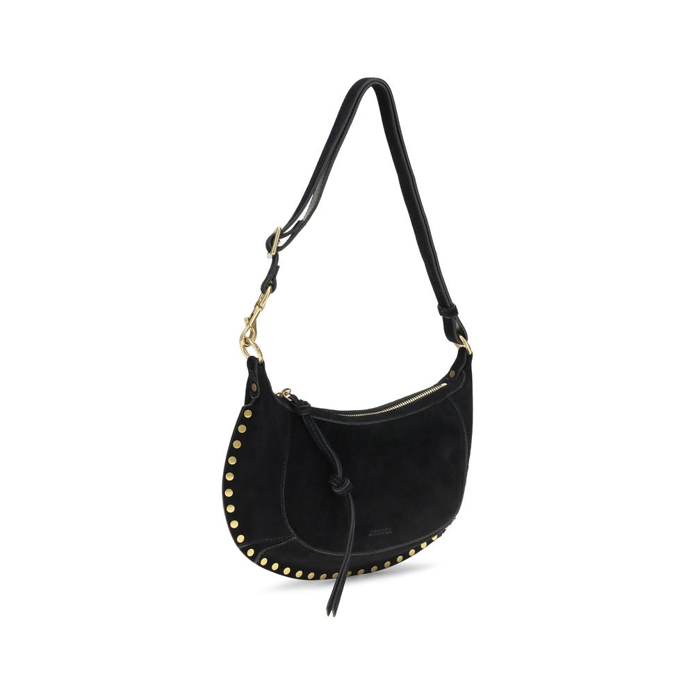 2-in-1 Shoulder & Crossbody Bag by Isabel Marant for women in bos taurus suede calf leather black, gold & signature features a distinguished silhouette, showcasing a secure zipper & buckle and distinguished cardholder with versatile crossbody-strap, shoulder-strap & adjustable-strap for a distinguished finish.
