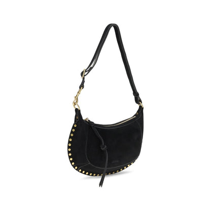 2-in-1 Shoulder & Crossbody Bag by Isabel Marant for women in bos taurus suede calf leather black, gold & signature features a distinguished silhouette, showcasing a secure zipper & buckle and distinguished cardholder with versatile crossbody-strap, shoulder-strap & adjustable-strap for a distinguished finish.