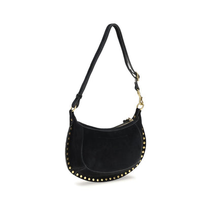 2-in-1 Shoulder & Crossbody Bag by Isabel Marant for women in bos taurus suede calf leather black, gold & signature showcases a enviable silhouette, artfully detailed with a secure zipper & buckle, organized cardholder, and versatile crossbody-strap, shoulder-strap & adjustable-strap for a enviable look.