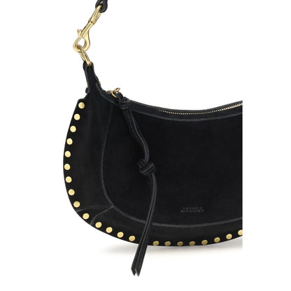 2-in-1 Shoulder & Crossbody Bag by Isabel Marant for women in bos taurus suede calf leather black, gold & signature features a effortless sophistication silhouette, secured by a zipper & buckle with ample cardholder and versatile crossbody-strap, shoulder-strap & adjustable-strap for a effortless sophistication finish.