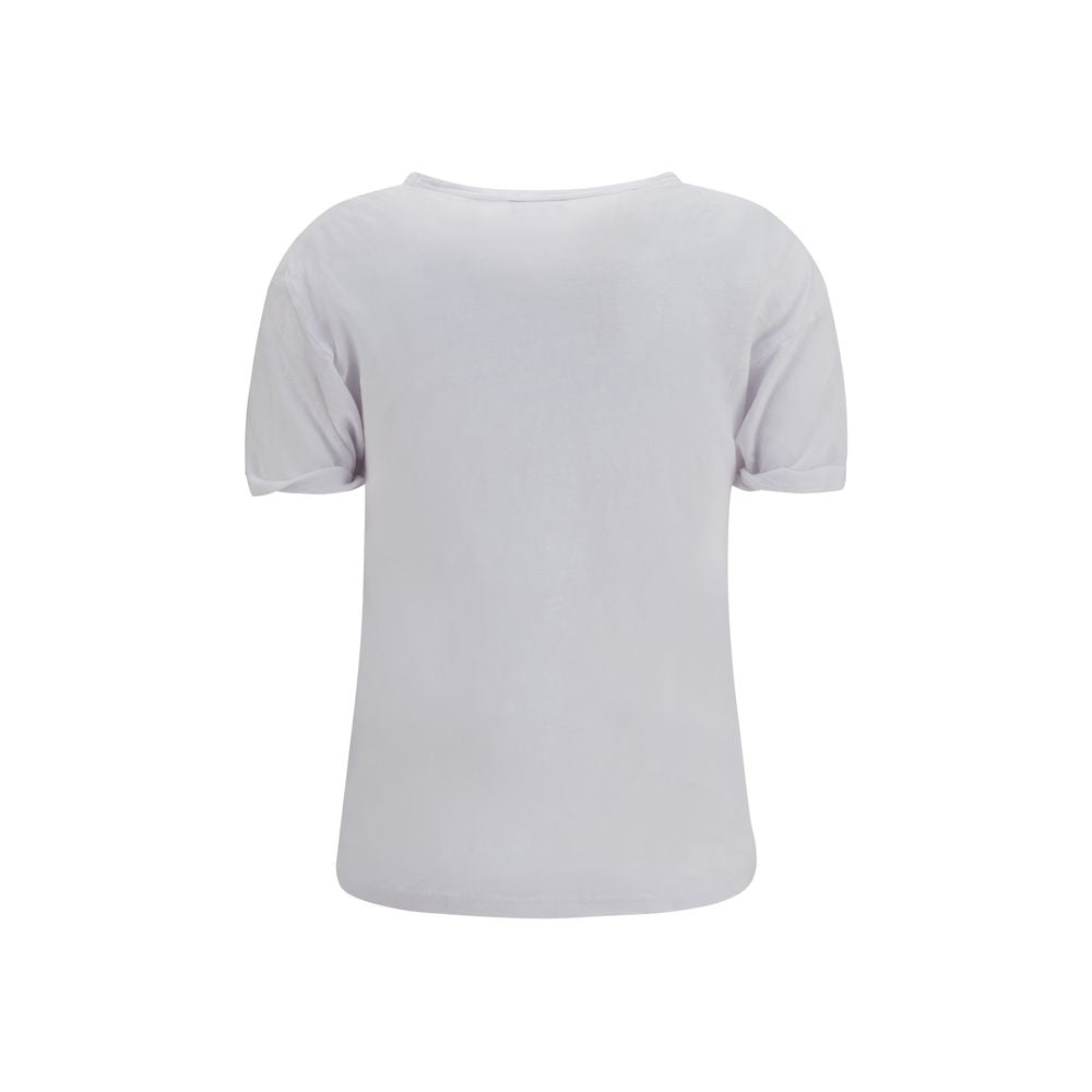 T-Shirt by Isabel Marant Étoile for women in linen white & toile showcases a fashionable silhouette, elegantly detailed with a fashionable and crew neckline for a sophisticated, high-fashion look.